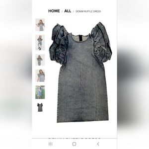 Lola and the Boys girls denim dress with ruffle cap shoulders.